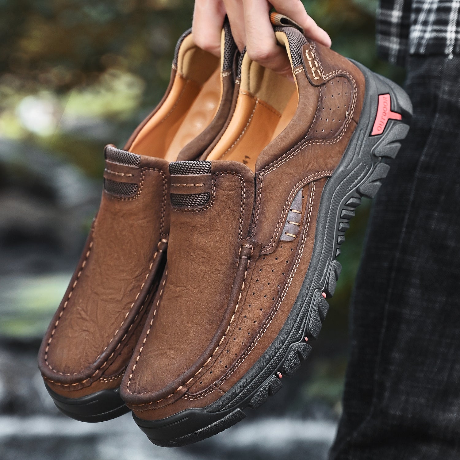 Ortopediska Slip-On-Promenadskor För Män, Stöd För Hålfoten Och Halkfri Sula – Läderlook