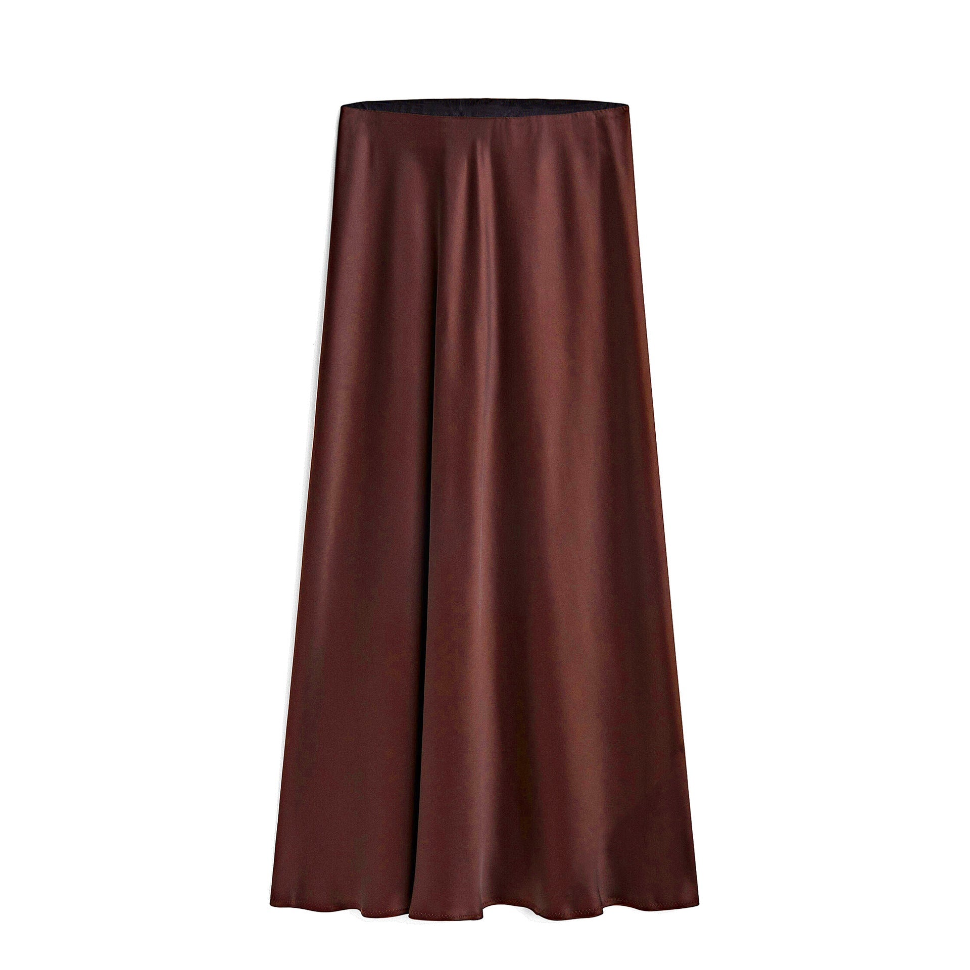 Kvinnors Mellanlång Kjol Med Hög Midja, Elastisk Sned Slits