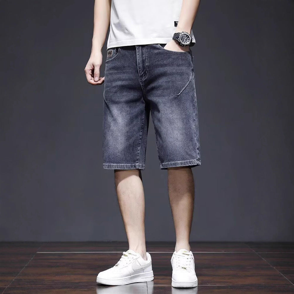 Sommarjeanshorts för män, raka ben, avslappnad passform, kort längd