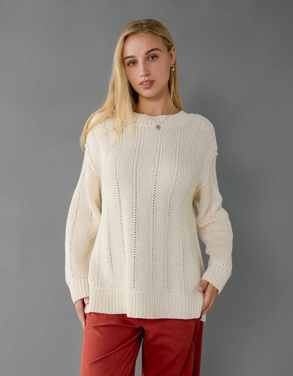 Damtröja I Pullover-Modell Med Nedhasade Axlar Och Ribbade Muddar