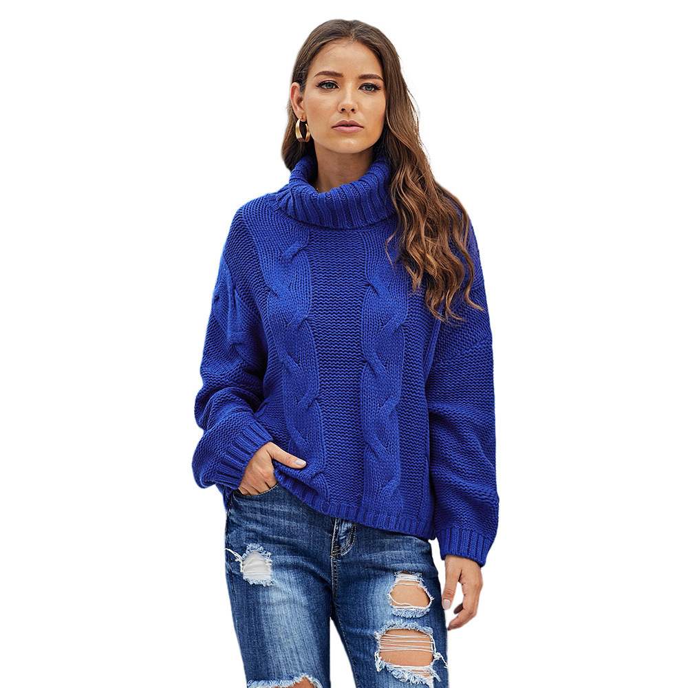 Kvinnors Vintertröja Med Hög Hals Enfärgad Långärmad Pullover