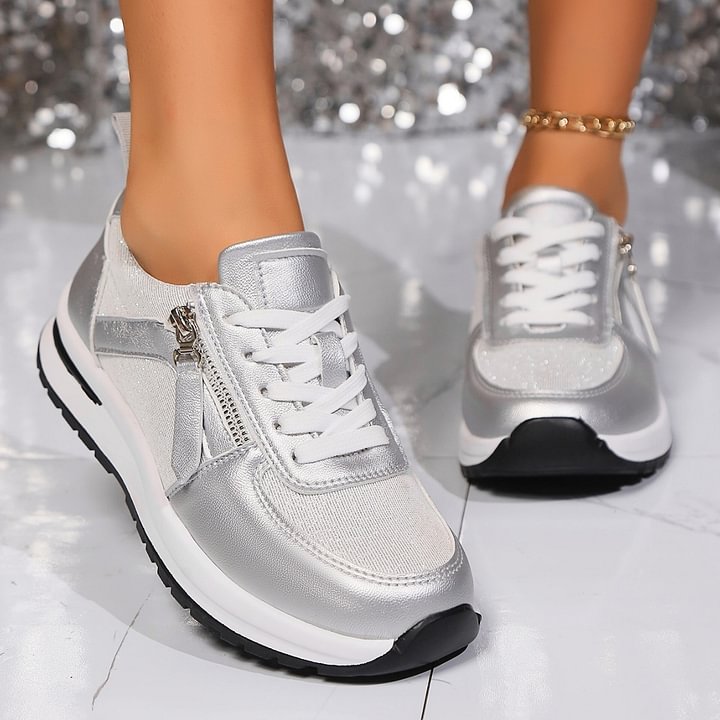 Damsneakers Sidodragkedja Med Hålfotsstöd Halkfri Sula
