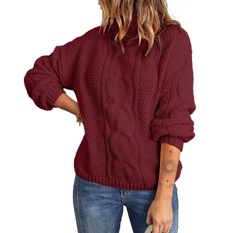 Kvinnors Vintertröja Med Hög Hals Enfärgad Långärmad Pullover