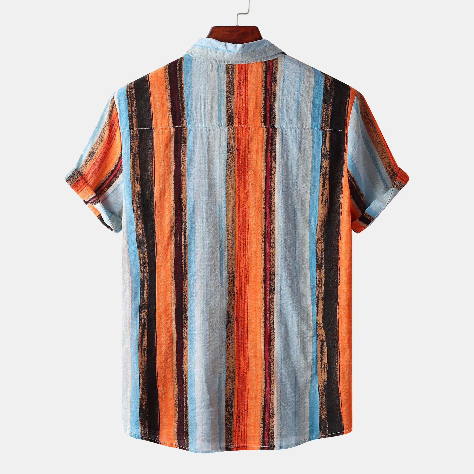 Men Summer Floral Print Short Sleeve Contrast Färg Plus Storlek Shirt
