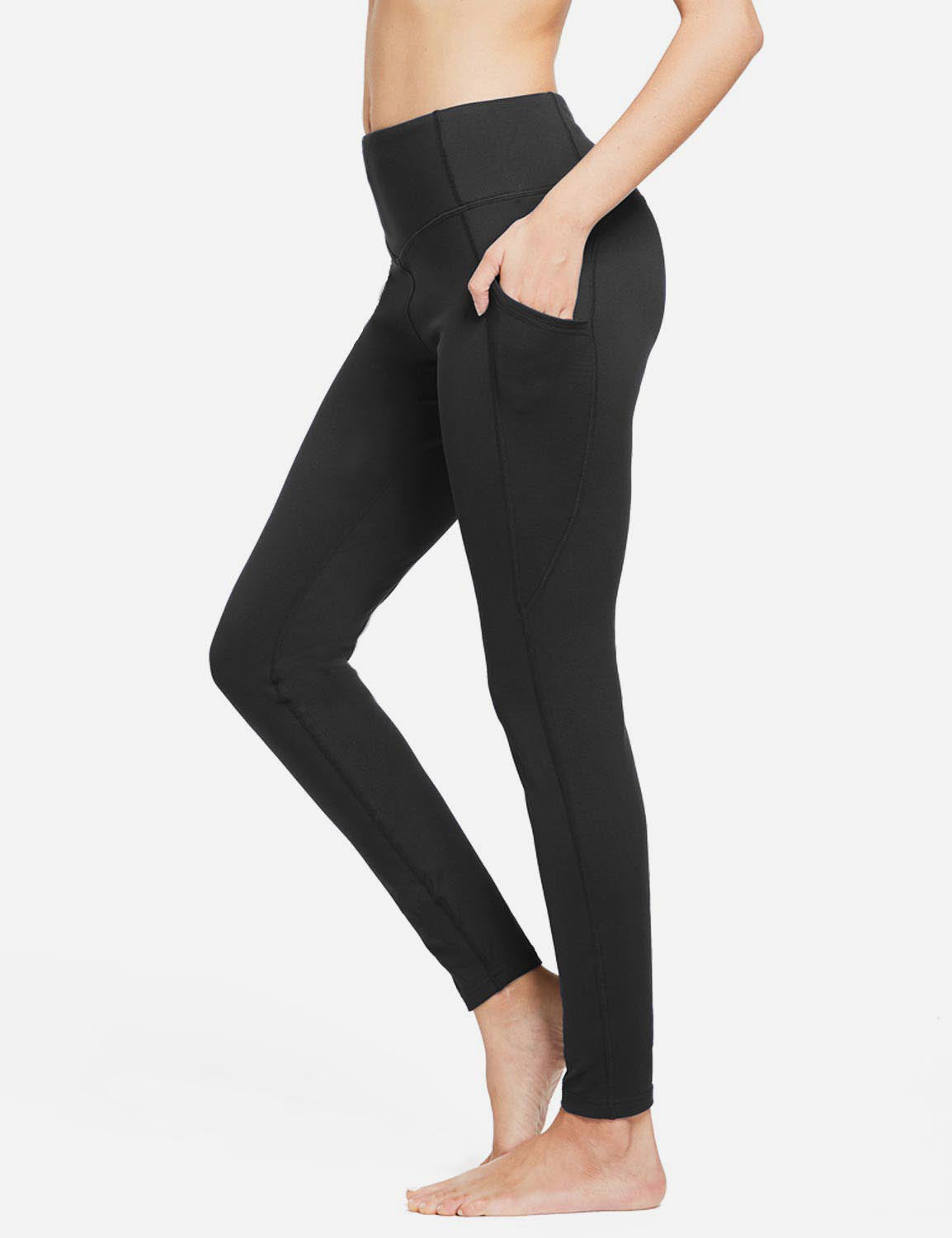 Damlånga termoleggings med fickor och hög midja