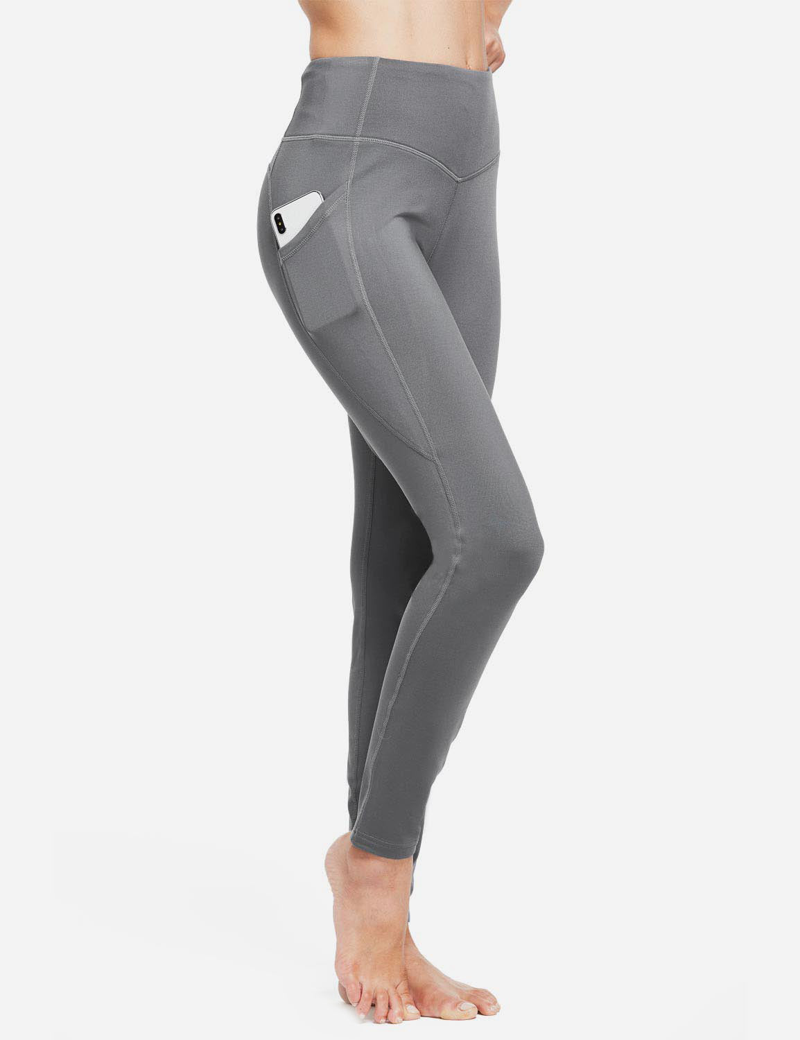 Damlånga termoleggings med fickor och hög midja