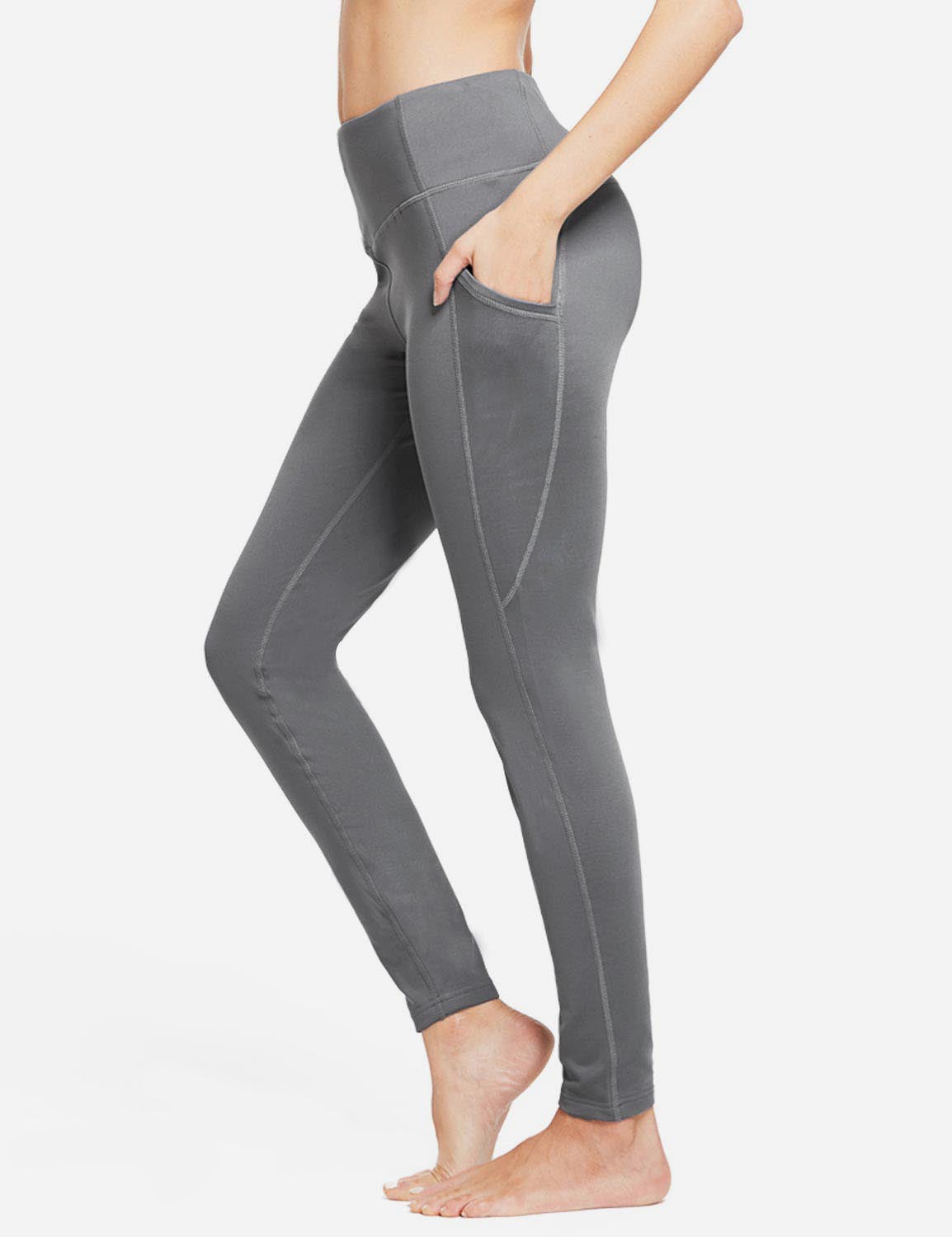 Damlånga termoleggings med fickor och hög midja