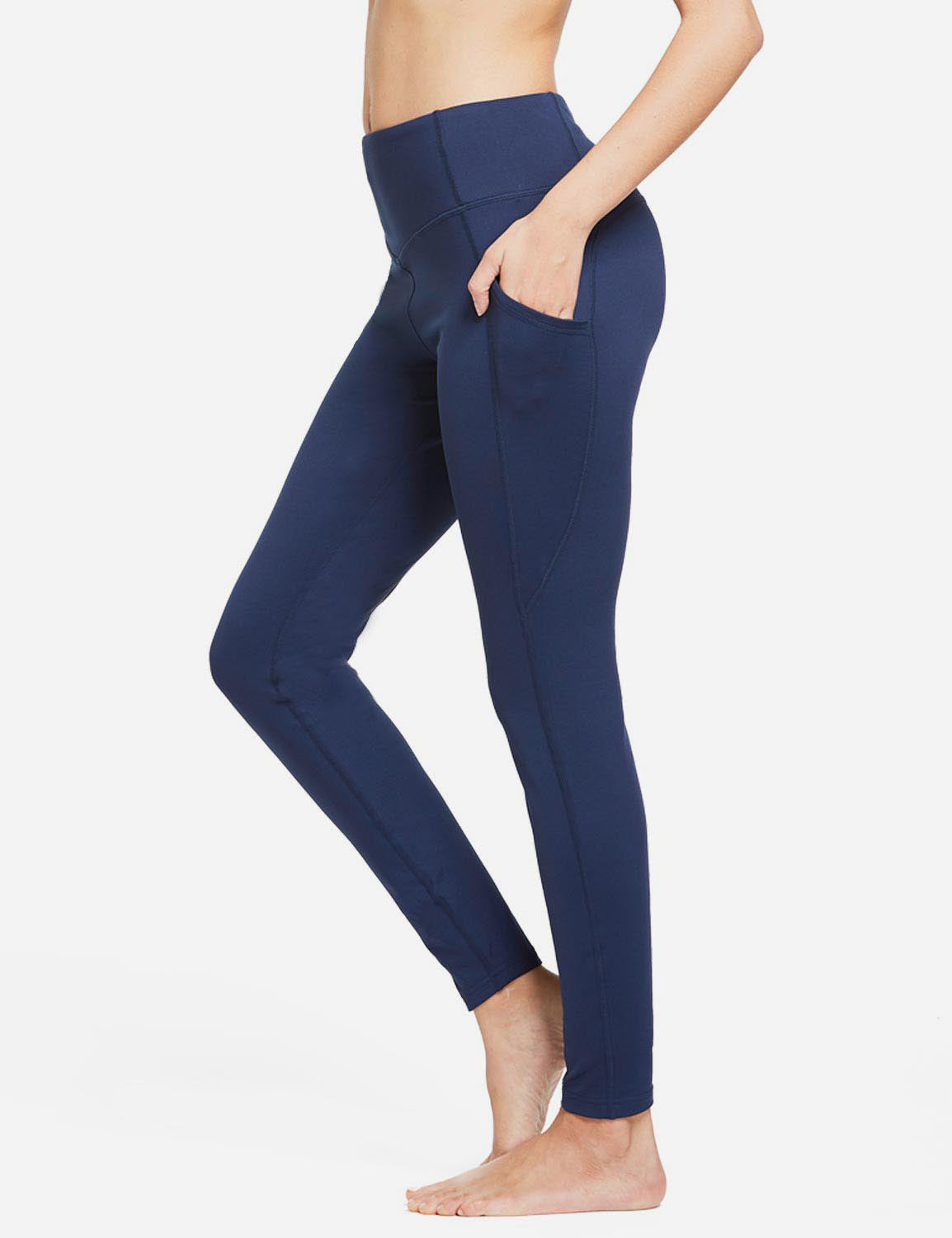 Damlånga termoleggings med fickor och hög midja