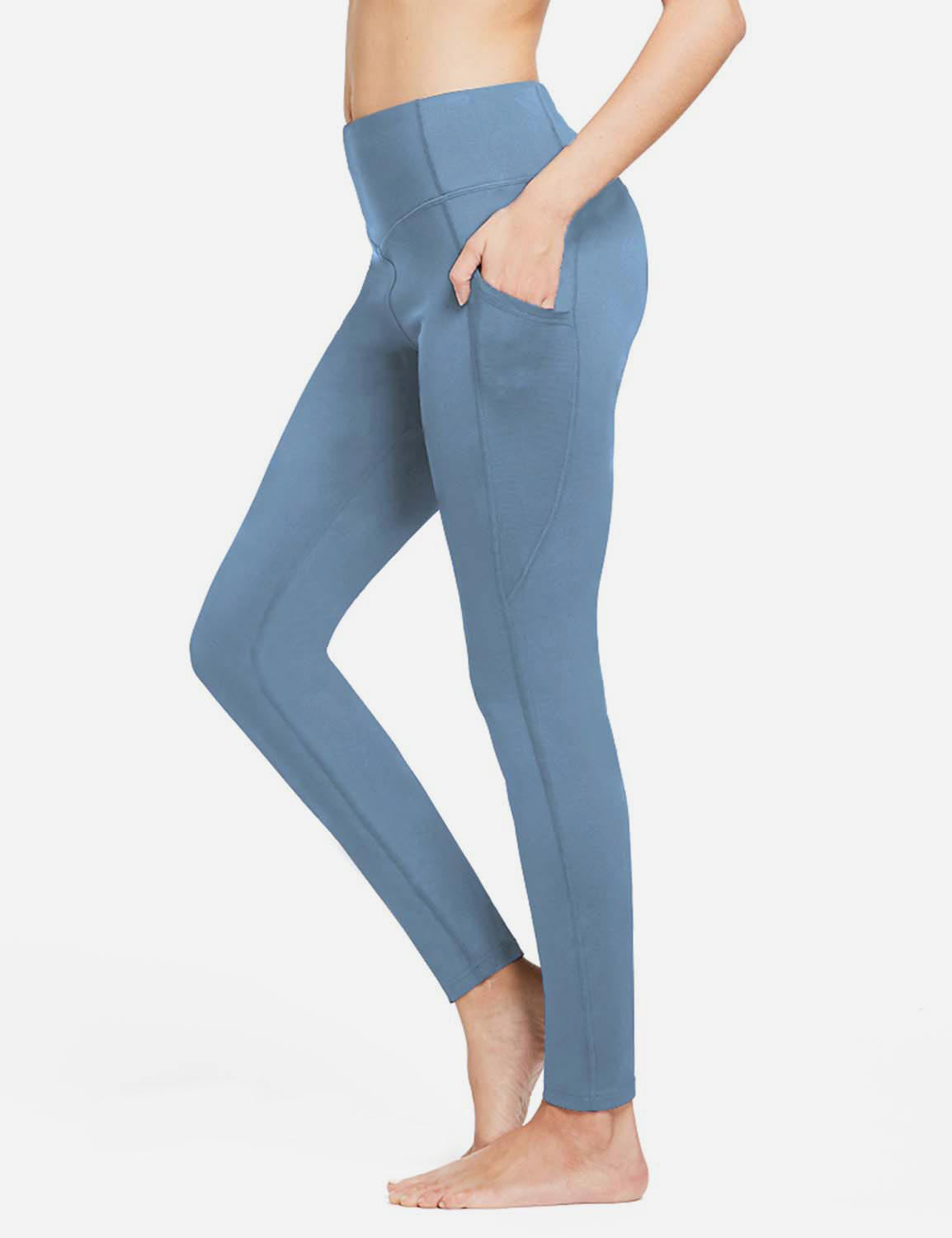 Damlånga termoleggings med fickor och hög midja