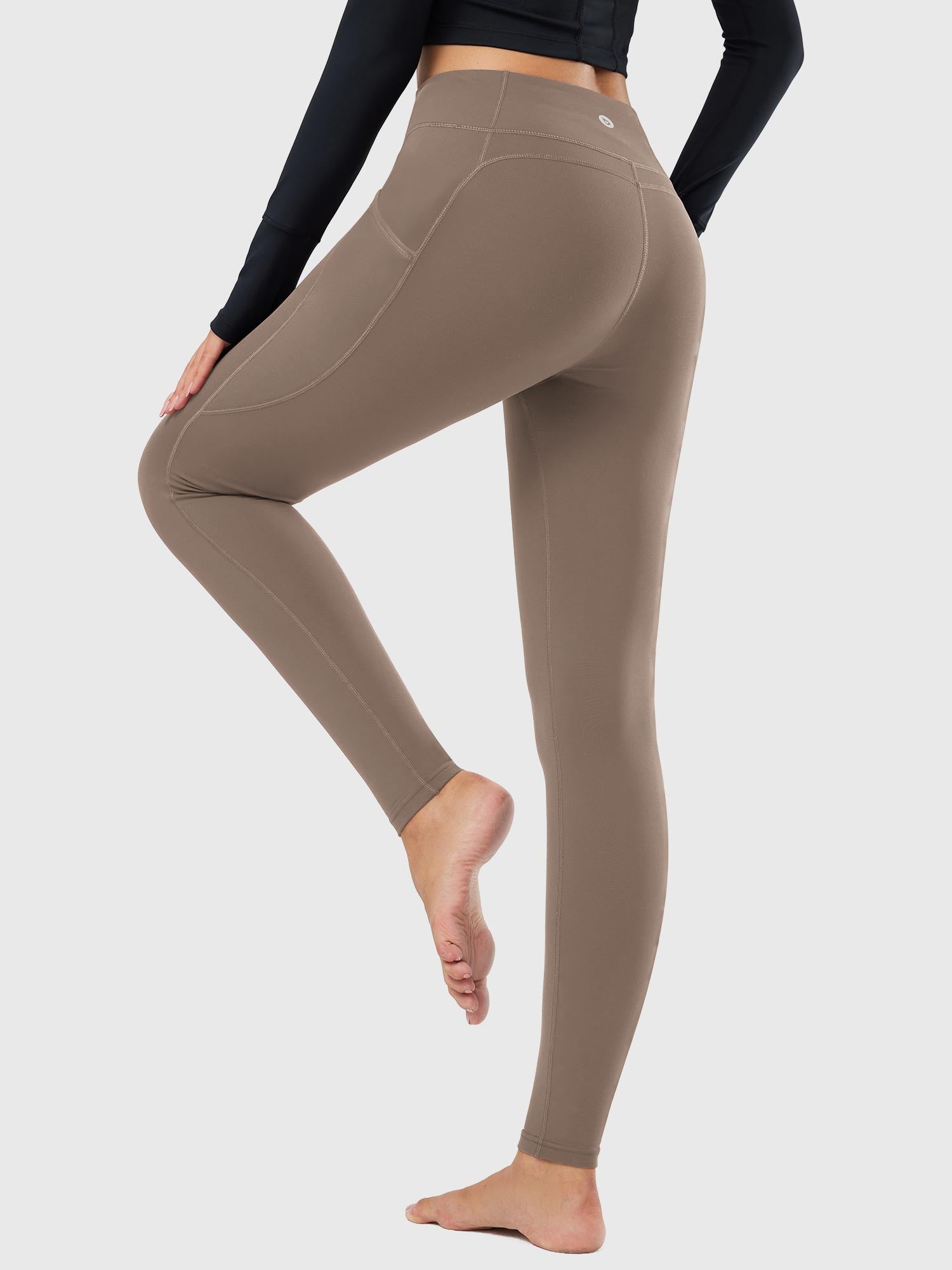 Damlånga termoleggings med fickor och hög midja