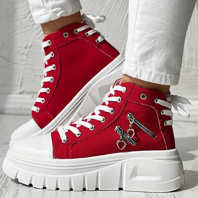 Damplatåsneakers Med Grov Sula Och Dragkedja På Sidan