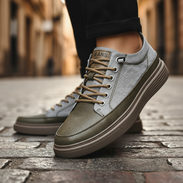 Herrsneakers i Konstläder med Dämpad Innersula och Gummiyttersula