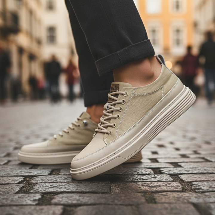 Herrsneakers i Konstläder med Dämpad Innersula och Gummiyttersula