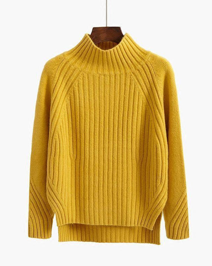 Dam Pullover Långa Ärmar Ribbad Kant