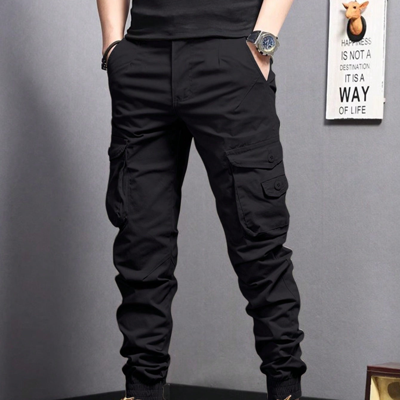Herr Raka Dragsko Arbetsbyxor Multi Pocket Design