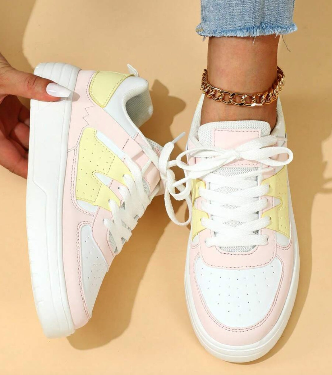 Platåsneakers För Kvinnor Med Snörning Och Rund Tåsula