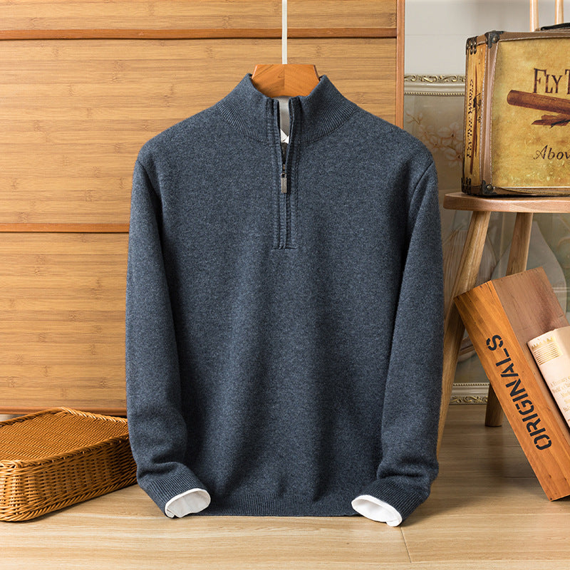 Herr Stickad Pullover Tröja Tjock med Långärmad Design