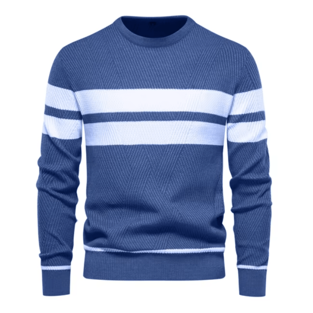Herr Pullover Stickad Tröja Med Ribbad Nederkant