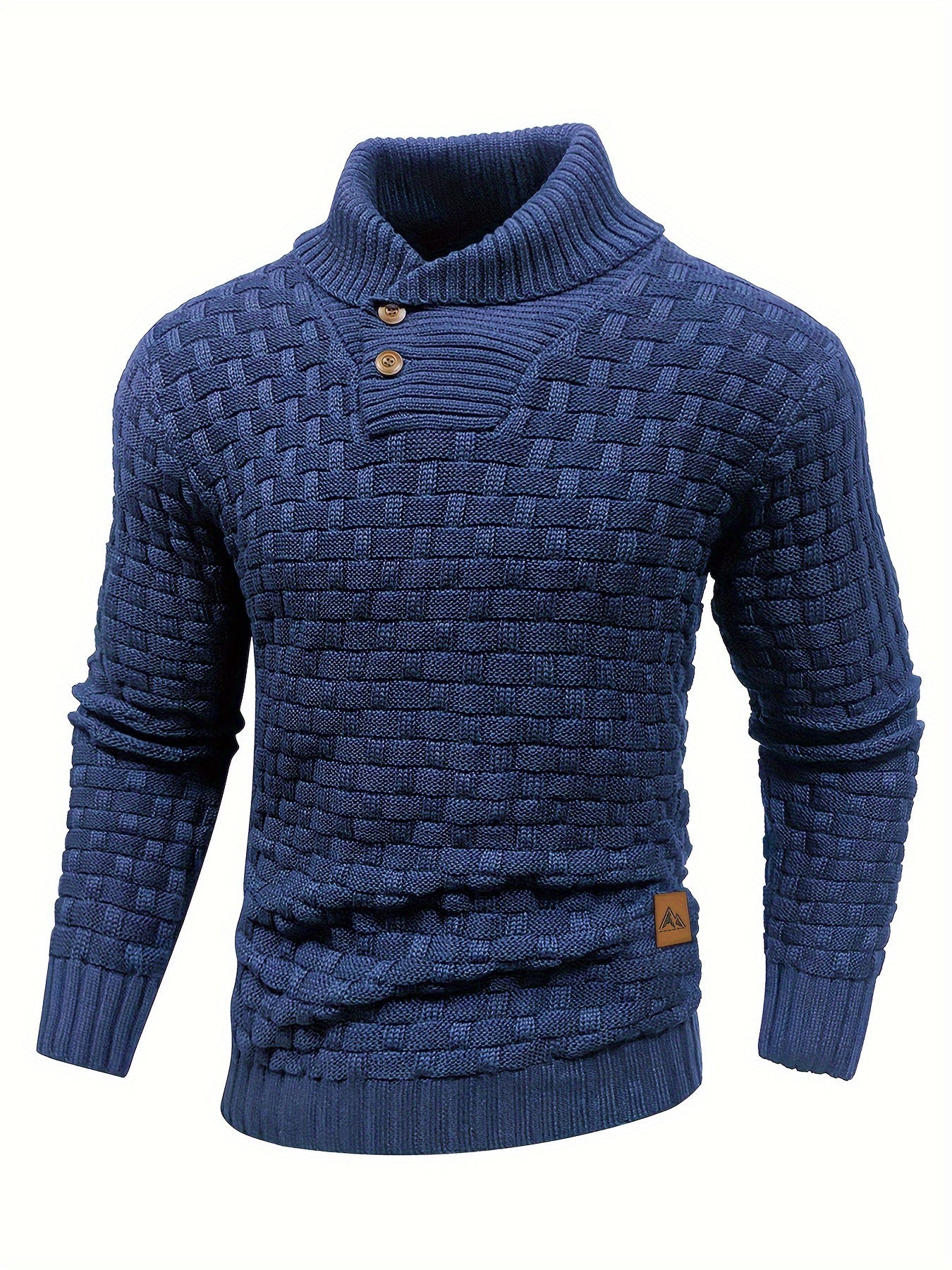 Herr Tröja i Waffle Knit med Sjalkrage