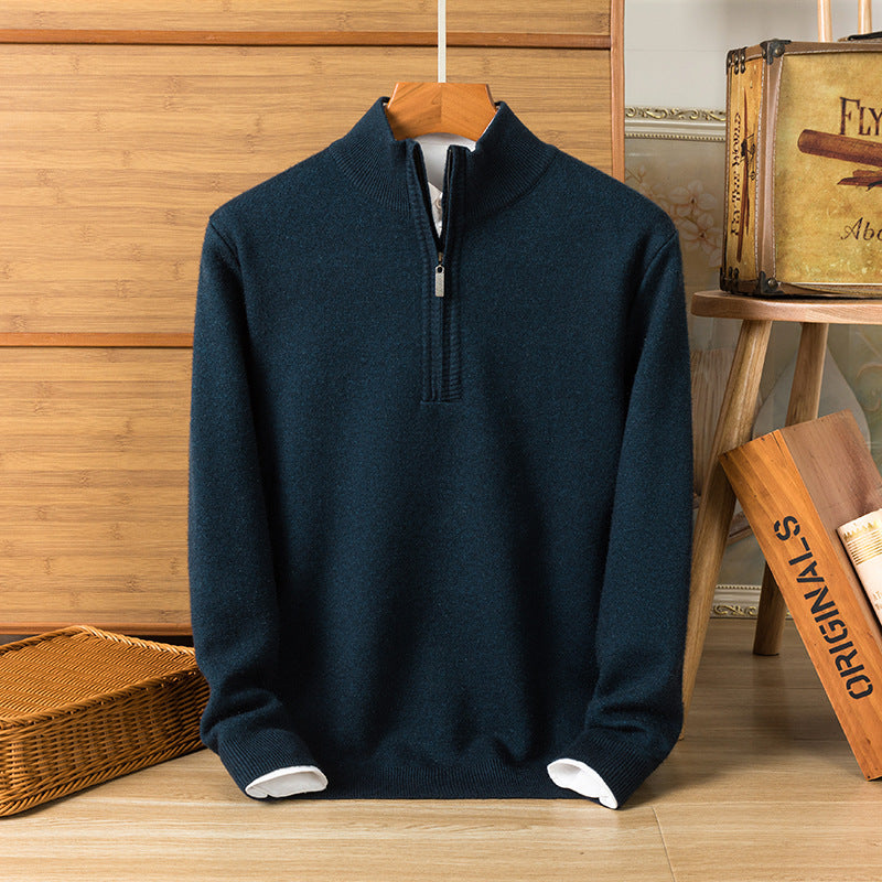 Herr Stickad Pullover Tröja Tjock med Långärmad Design