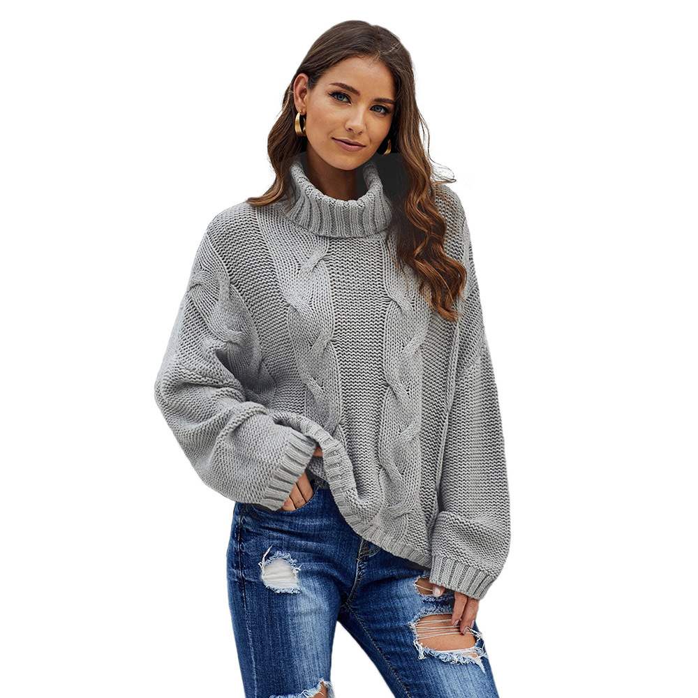 Kvinnors Vintertröja Med Hög Hals Enfärgad Långärmad Pullover