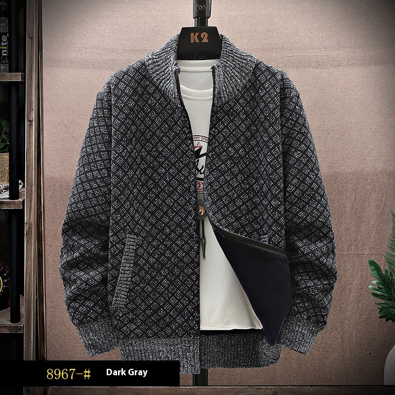Herr Sweatercoat med Dragkedja Långärmad och Lös Passform