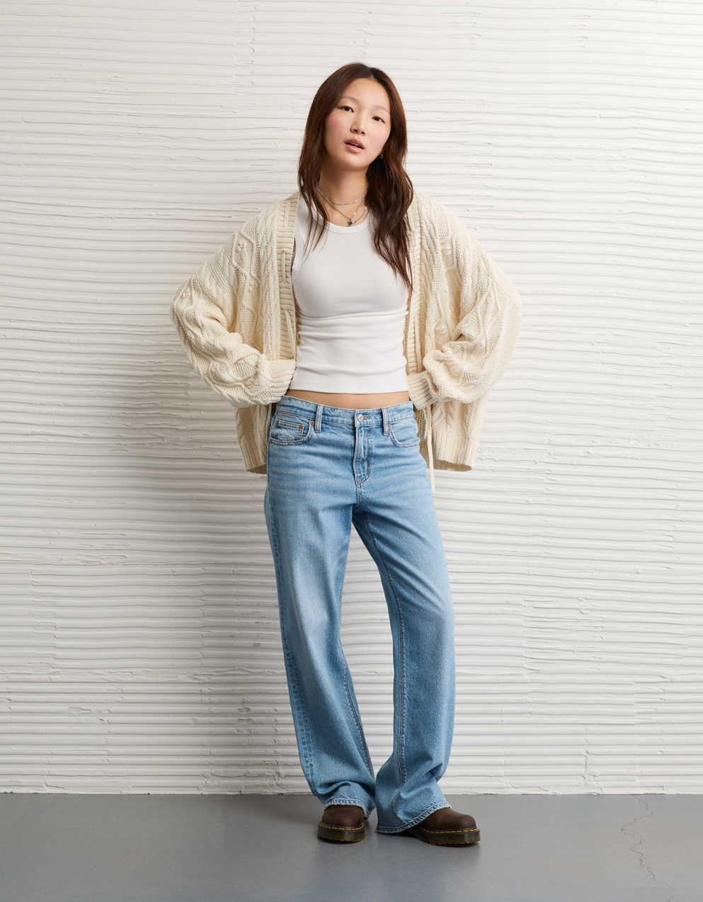 Damkofta I Flätstickad Design Med Öppen Framsida Och Ribbade Kanter