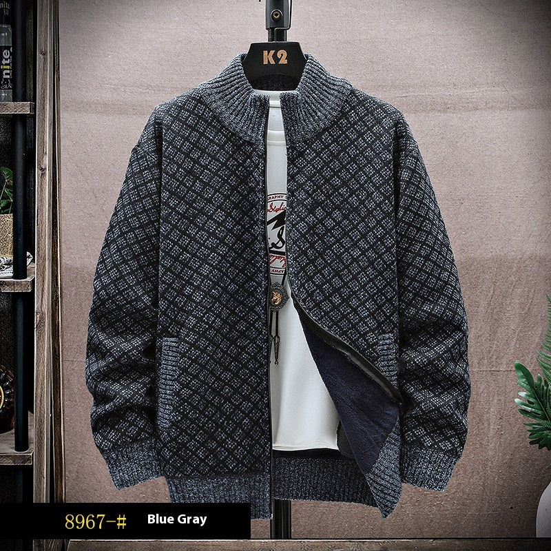 Herr Sweatercoat med Dragkedja Långärmad och Lös Passform