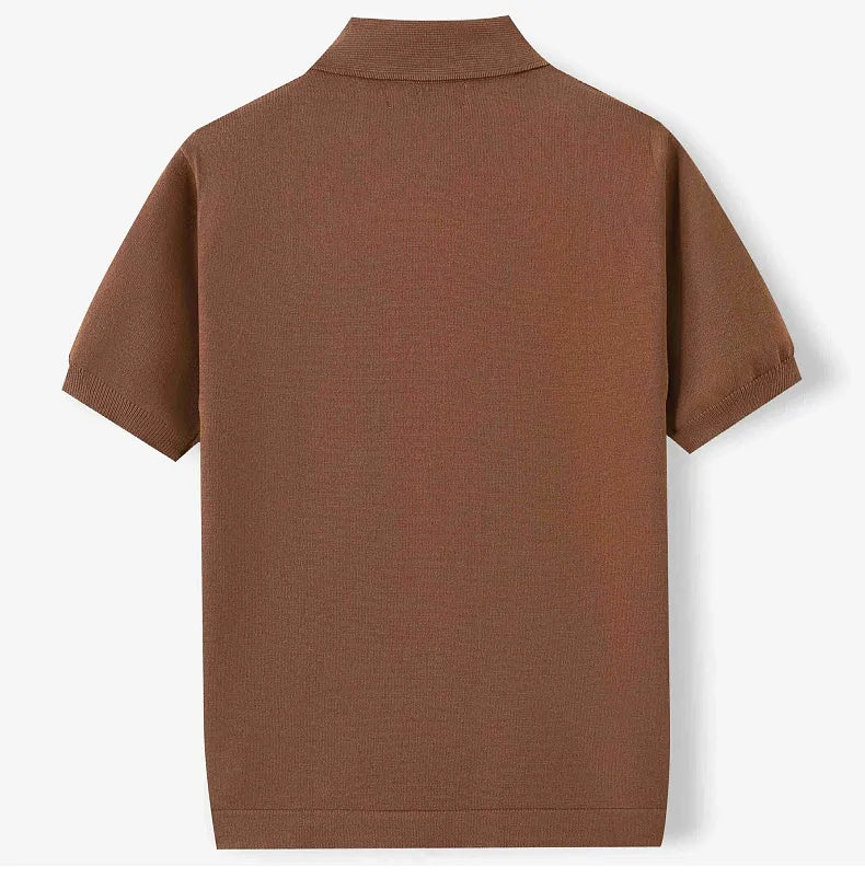 Herr Kortärmad Kofta Med Slagmönster Geometrisk Jacquard Flockad Knapptröja