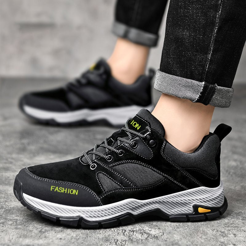 Herrsneakers Med Snörning, Låg Topp Och Platt Sula