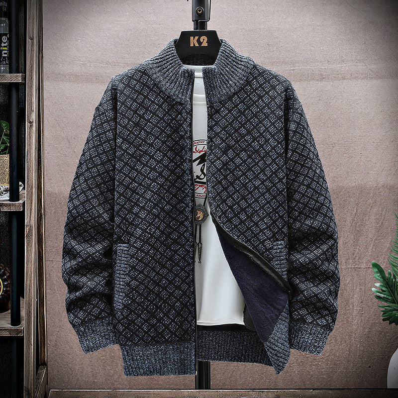 Herr Sweatercoat med Dragkedja Långärmad och Lös Passform