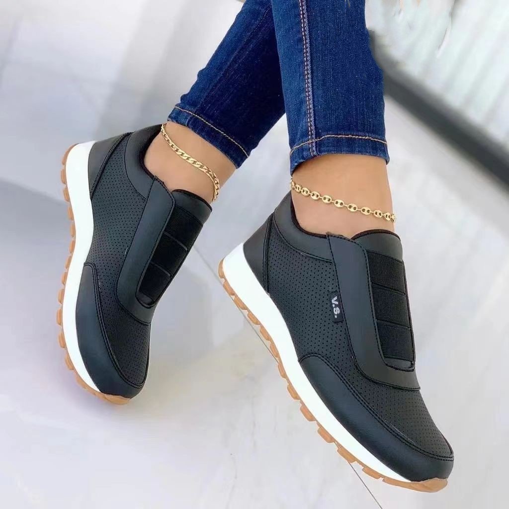 Platta Sneakers För Kvinnor Med Rund Tå Och Grund Ovandel