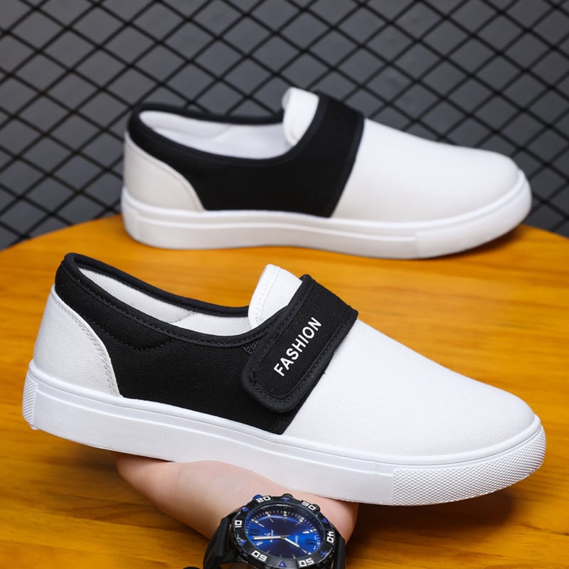 Herrsneakers Med Kardborreband, Platt Sula Och Låg Design