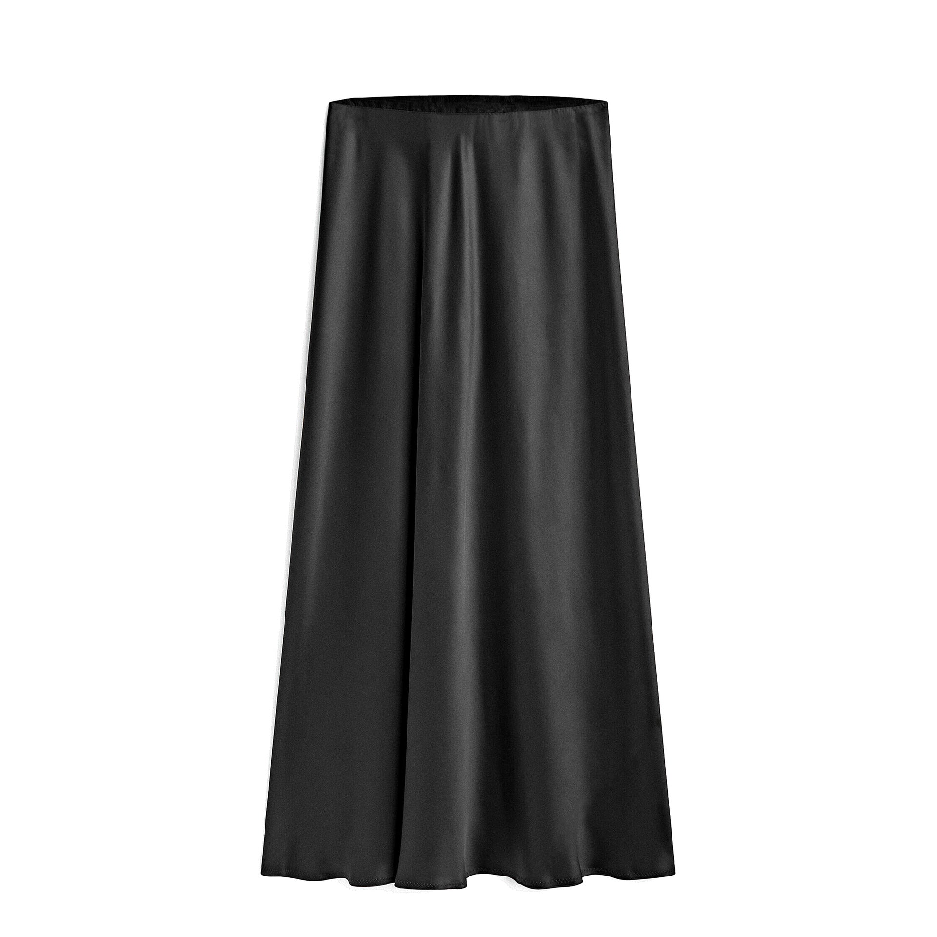 Kvinnors Mellanlång Kjol Med Hög Midja, Elastisk Sned Slits