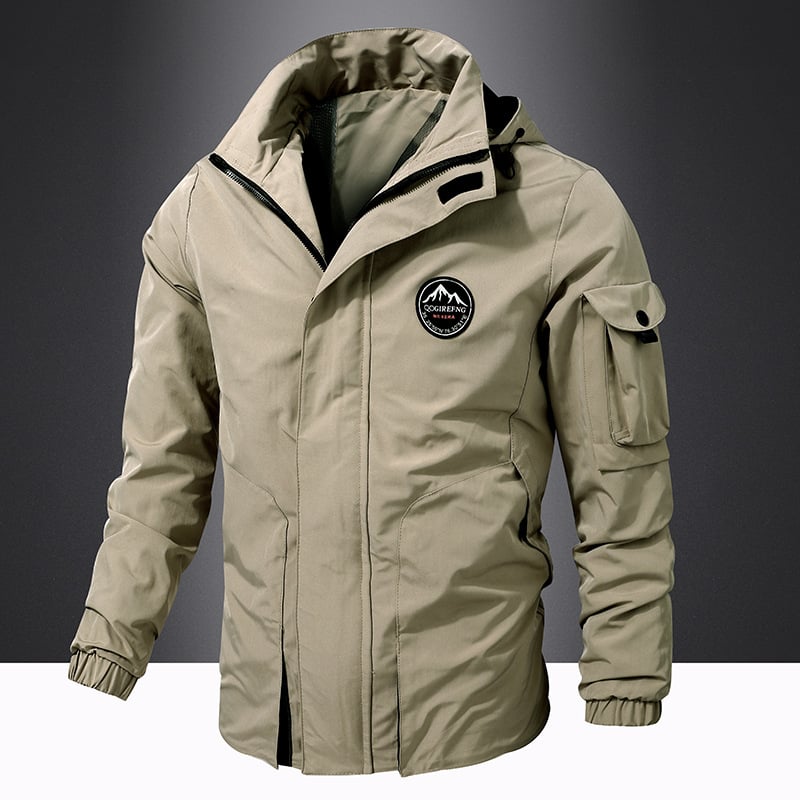 Menā€™S Hooded Jacket Plus Storlek Outdoor Solid Färg Long Sleeve