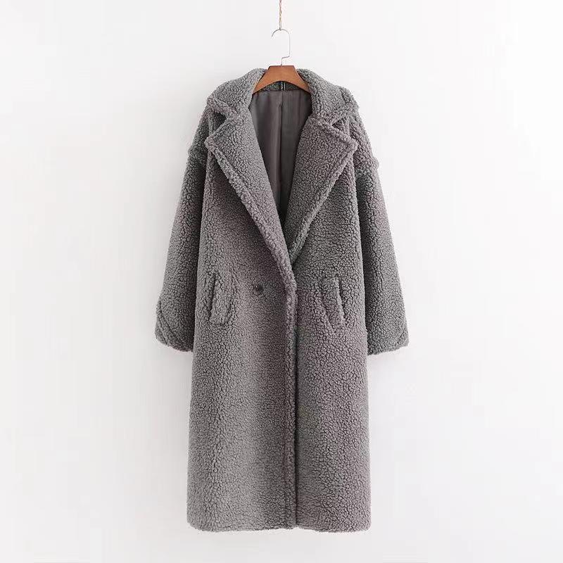 Lång Vinterkappa För Kvinnor Med Teddytextur Och Förtjockad Design
