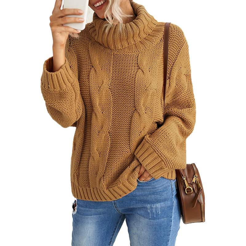 Kvinnors Vintertröja Med Hög Hals Enfärgad Långärmad Pullover