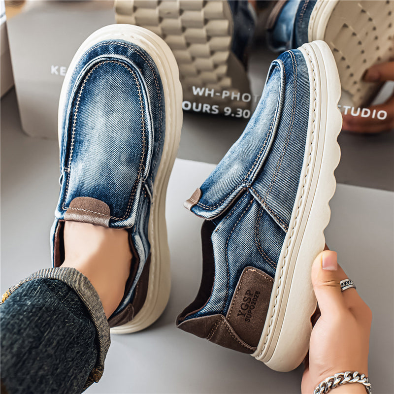Herr Vår- Och Höstskor I Denim Med Slip-On-Mönster Och Casual Körning