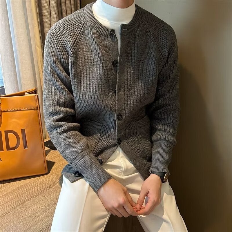 Herr Cardigan Sweatercoat Rundhals Långärmad Slim Passform