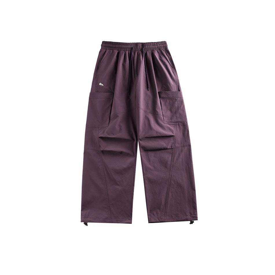 Retro Parachute Raka Ben Med Ankelband Utility Byxor Med Mellanhög Midja, Loose Fit