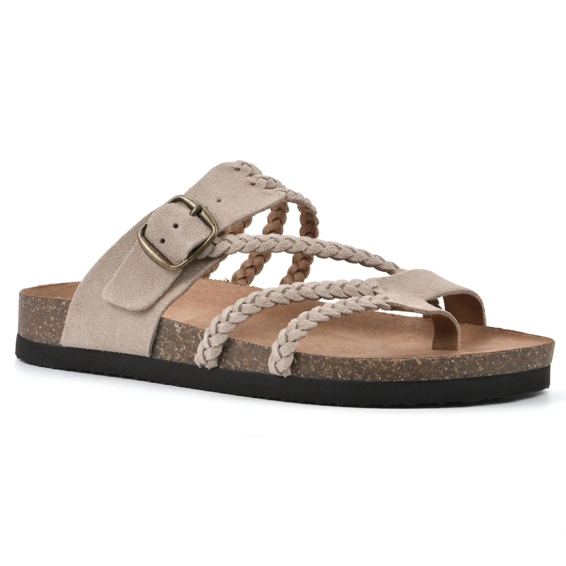 Kvinnors Vävda Platta Sandaler Med Remmar Och Öppen Design – Läderlook
