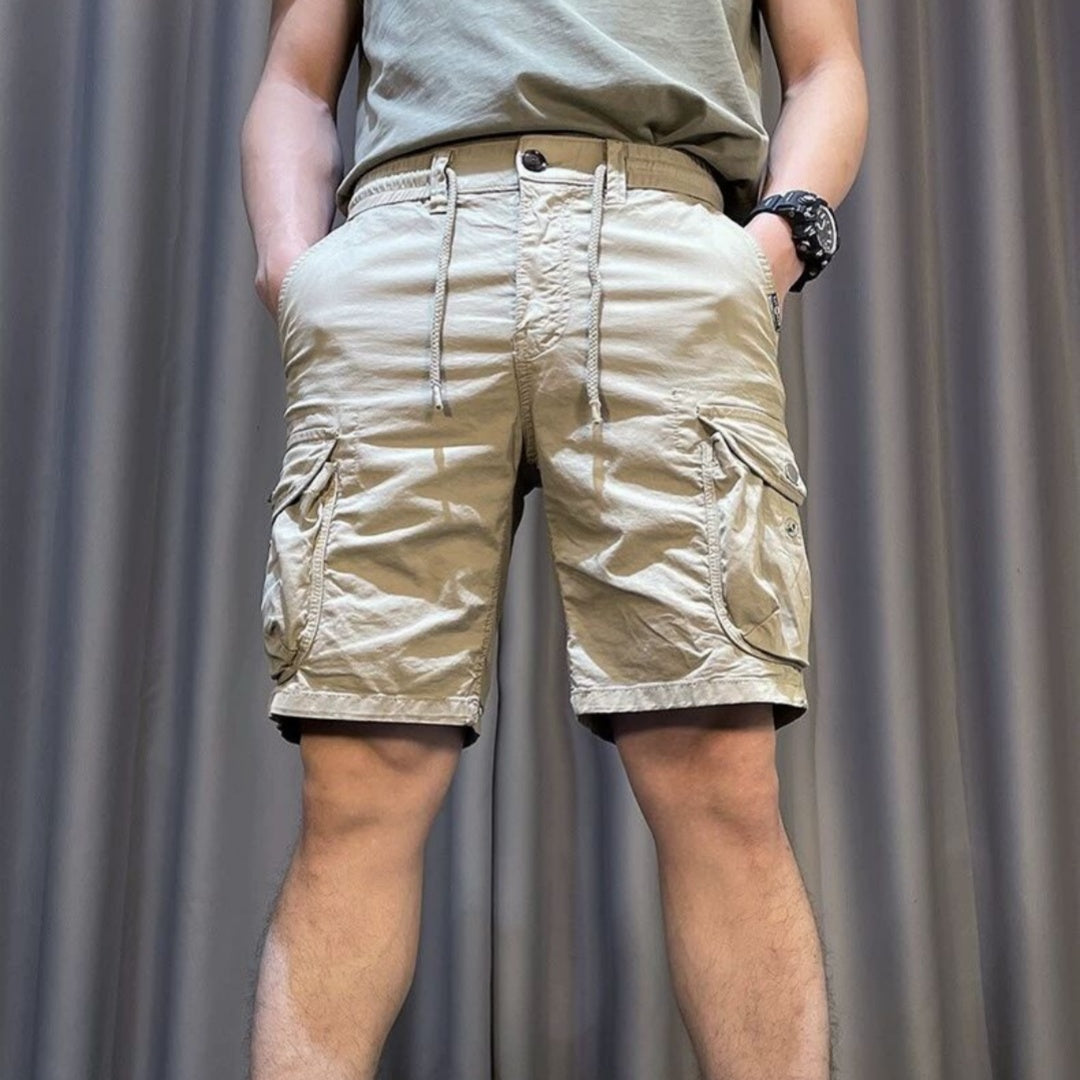 Herr Flerficksoveraller Byxor Lös Passform Raka Ben Kort Längd