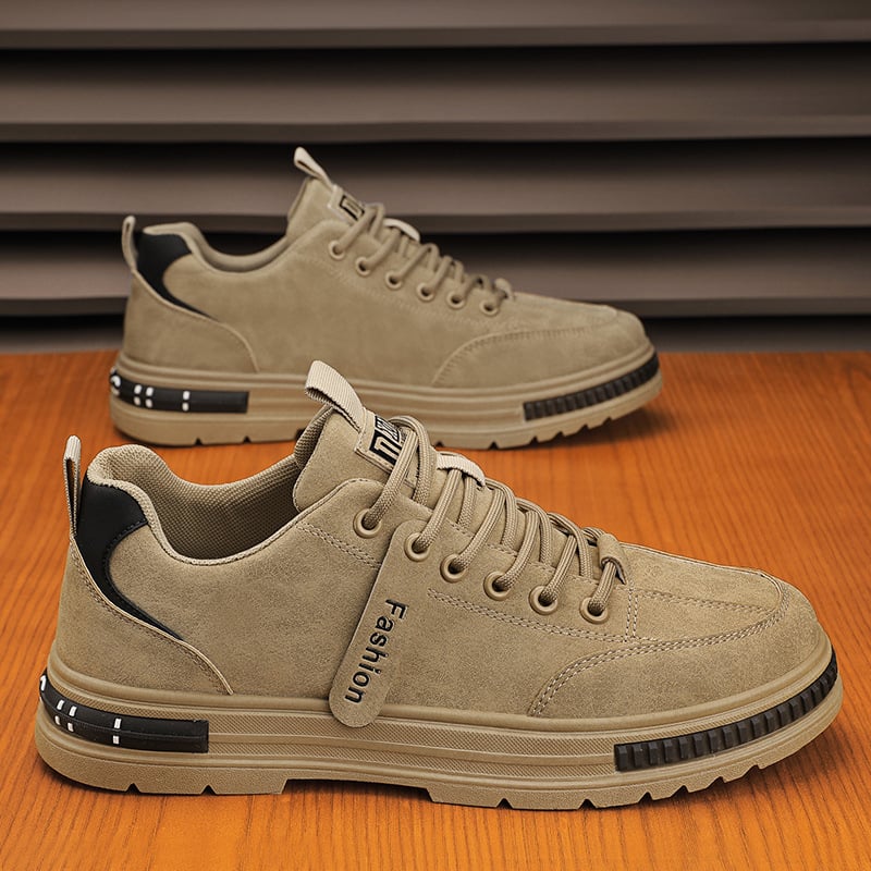 Herrsneakers Med Snörning, Låga, Rund Tå Och Platt Sula
