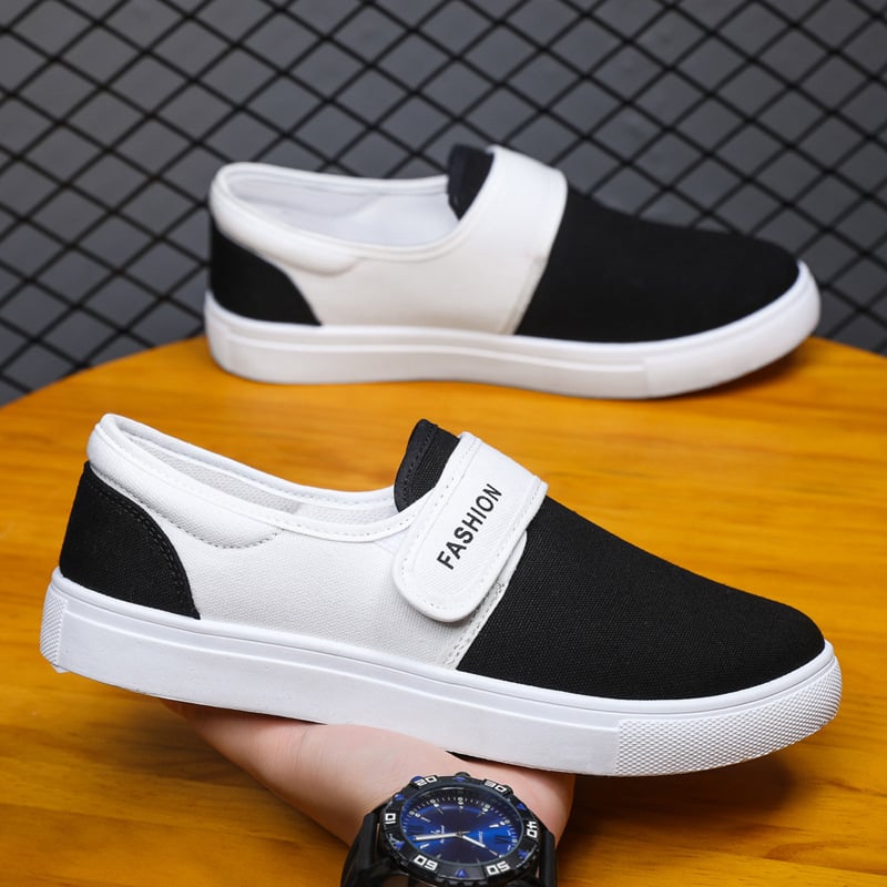 Herrsneakers Med Kardborreband, Platt Sula Och Låg Design