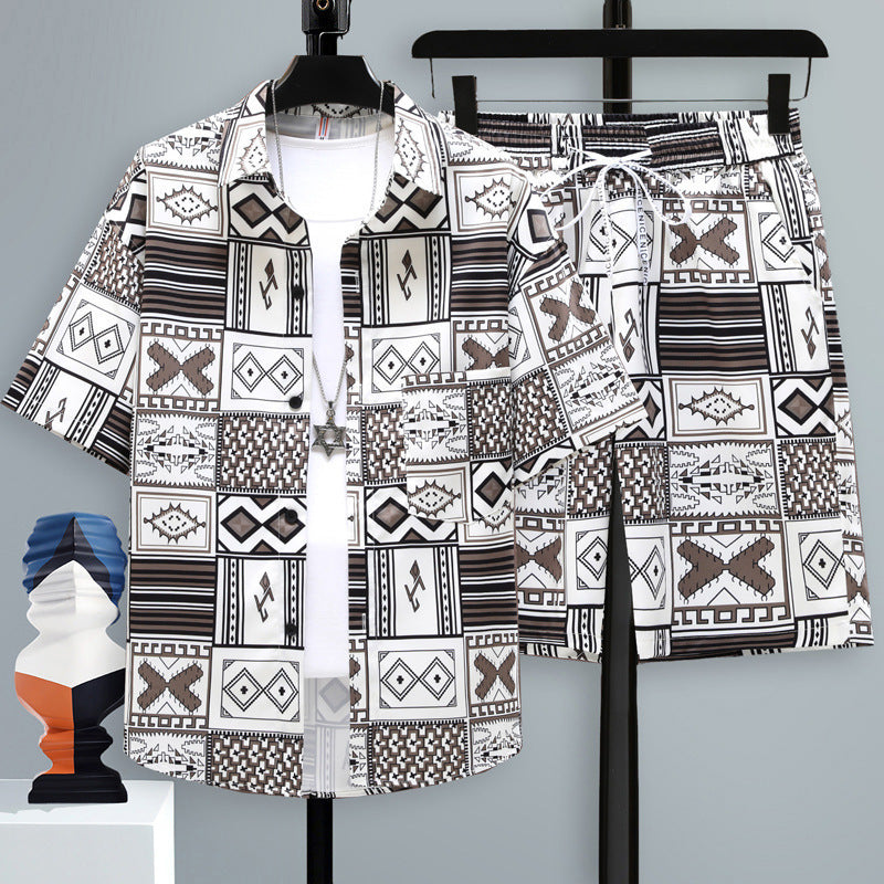 Sommarsporter med kort ärm och rak passform, matchande outfit för män, shorts