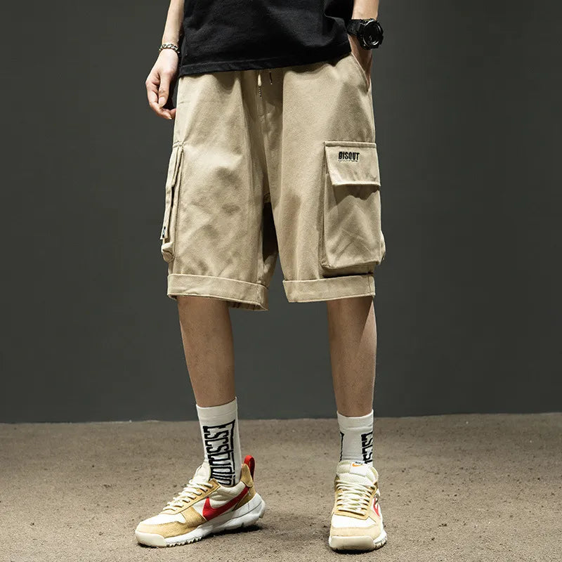 Herr Sommar Cargo Shorts Lös Passform Medellånga Fickor Byxor