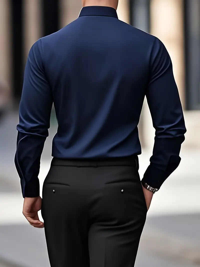 Herrskjorta Långärmad Slim Fit Ventilerande Material