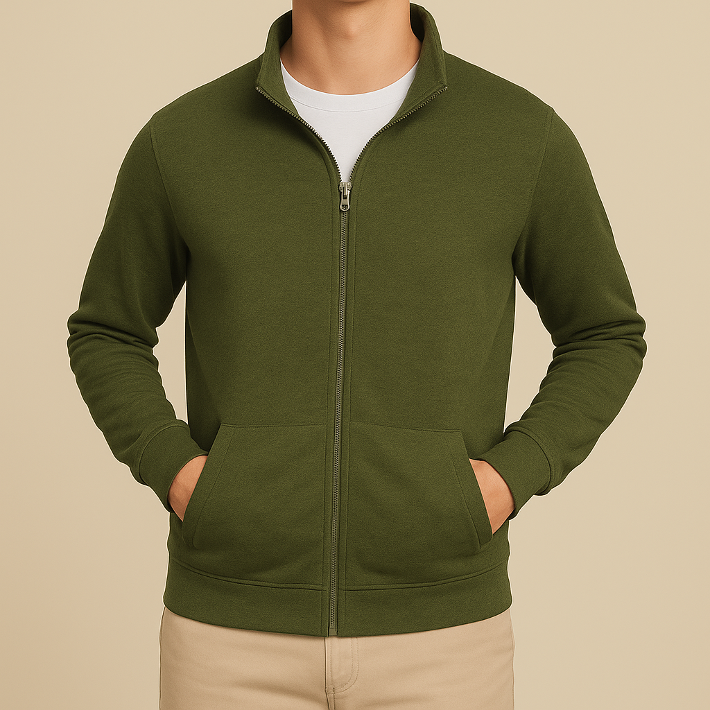 Herr Zip-Cardigan Slim Fit Långärmad