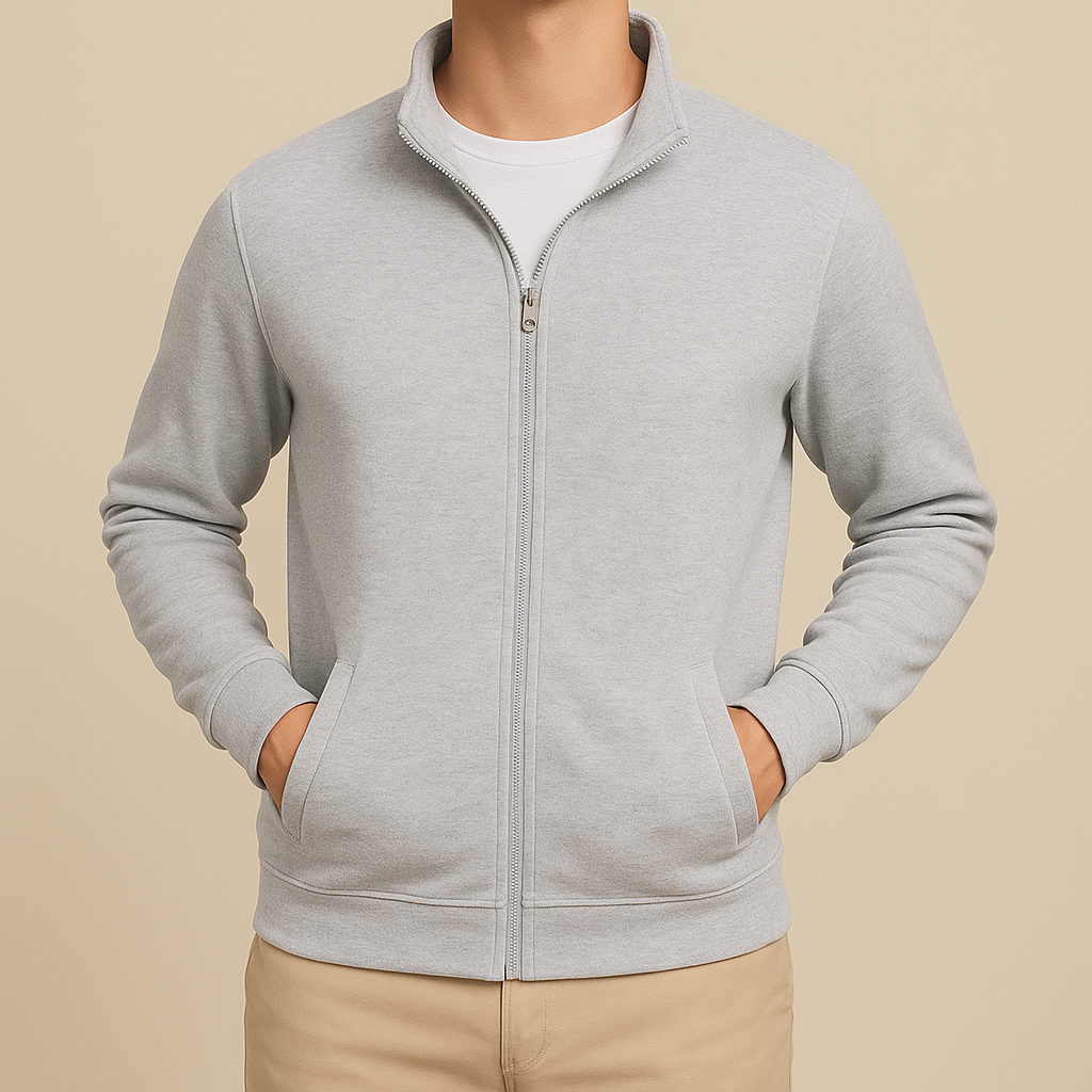 Herr Zip-Cardigan Slim Fit Långärmad