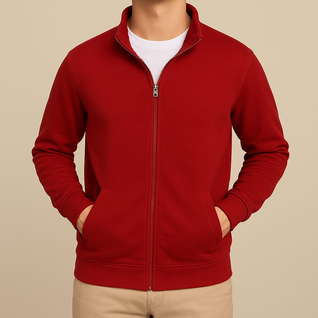 Herr Zip-Cardigan Slim Fit Långärmad